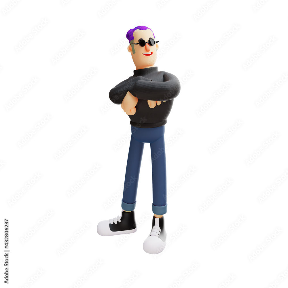 Cool Man 3D Cartoon Illustration wearing fancy glasses Cool Man 3D Cartoon Illustration wearing fancy glasses