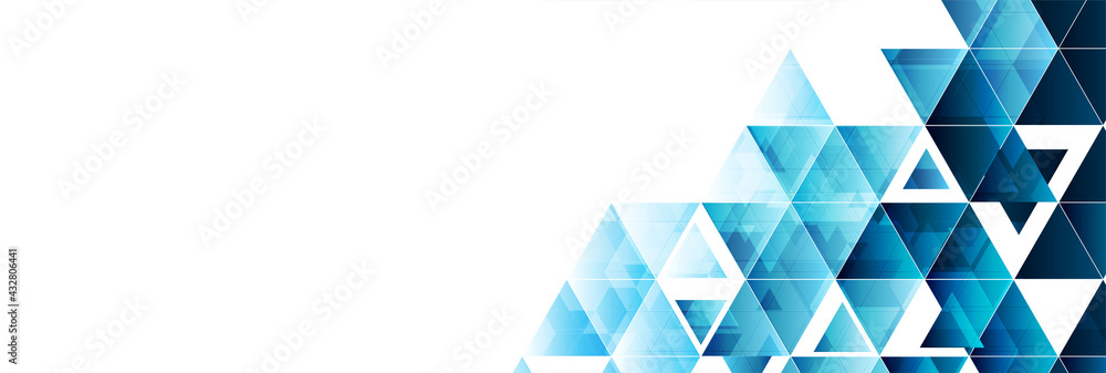 Blue glossy triangles abstract technology background. Geometric vector design - obrazy, fototapety, plakaty 