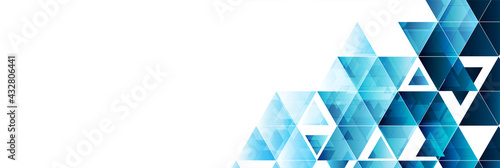 Blue glossy triangles abstract technology background. Geometric vector design photo