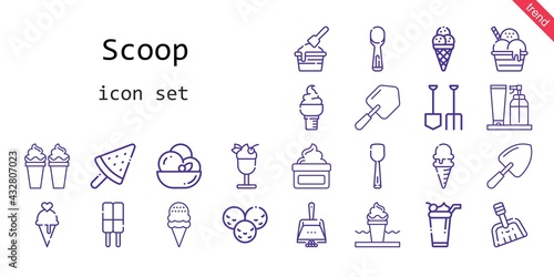 scoop icon set. line icon style. scoop related icons such as scoop, ice cream, shovel, cream, dustpan, photo