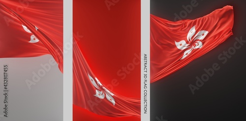 Photography Abstract Hong Kong Flag 3D Render (3D Artwork)