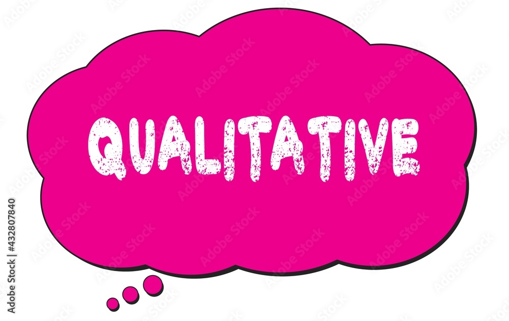 QUALITATIVE text written on a pink thought bubble. QUALITATIVE text written on a pink thought bubble.