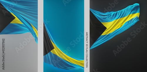 Abstract The Bahamas Flag 3D Render (3D Artwork)