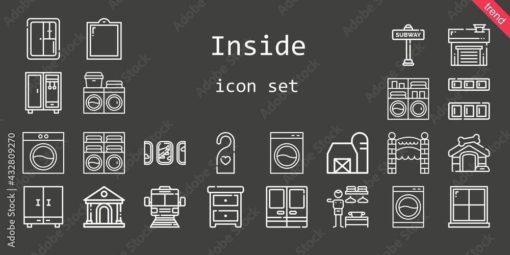 inside icon set. line icon style. inside related icons such as washing machine, nightstand, garage, closet, windows, cupboard, doorknob, doors, subway, dog house, museum, dressing room, barn inside icon set. line icon style. inside related icons such as washing machine, nightstand, garage, closet, windows, cupboard, doorknob, doors, subway, dog house, museum, dressing room, barn