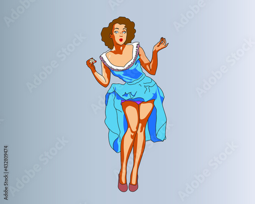 Pin-up sexy woman, girl, retro, vintage, vector