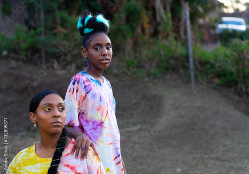 Young black girls in tie dye