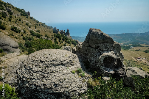 Rocks of the Demerdzhi mountain range in the Crimea.