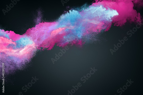 Abstract design of colorful powder snow cloud