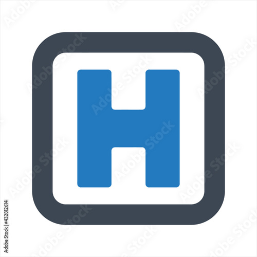 Hospital sign icon, vector and glyph