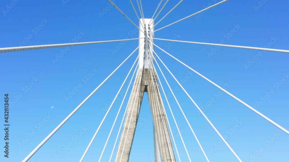 Aerial tilt down of Mauricio Baez Bridge, Dominican Republic Aerial tilt down of Mauricio Baez Bridge, Dominican Republic