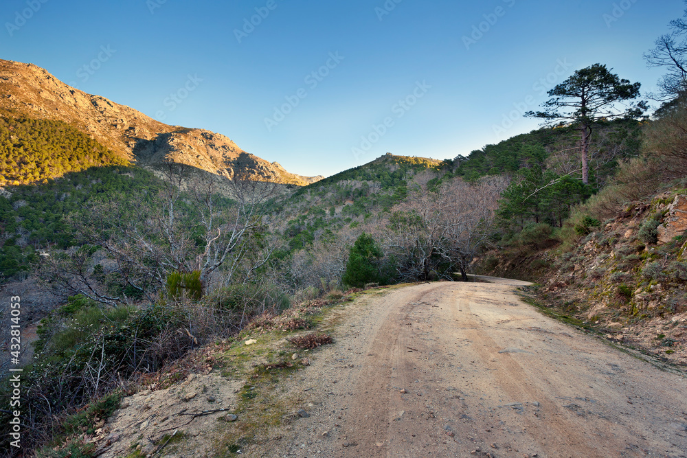 Camino en la Garganta de la Graja. Sierra de Gredos. España. Europa.