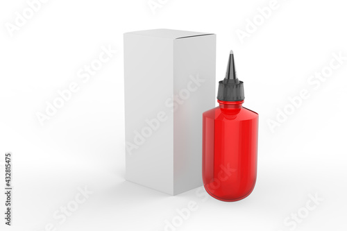 glass dropper bottle. Editable glass and liquid colors. Photo-realistic packaging mockup template. 3d illustration.