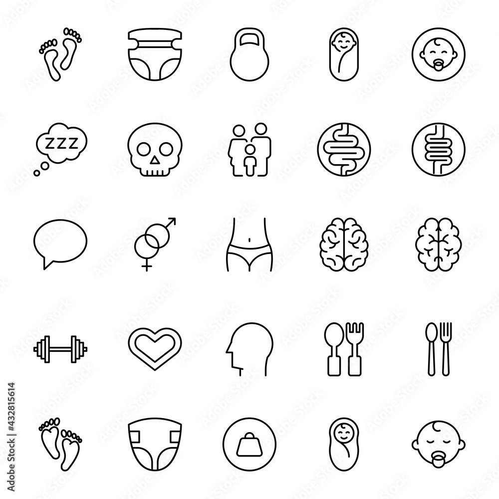 People line icon set. People line icon set.