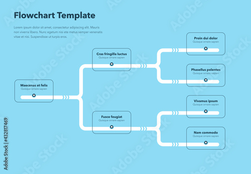 Simple infographic for flowchart template with place for your content - blue version. Flat design, easy to use for your website or presentation.