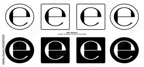 Product packaging marking - product weight without packaging. Net weight symbol. Vector elements.
