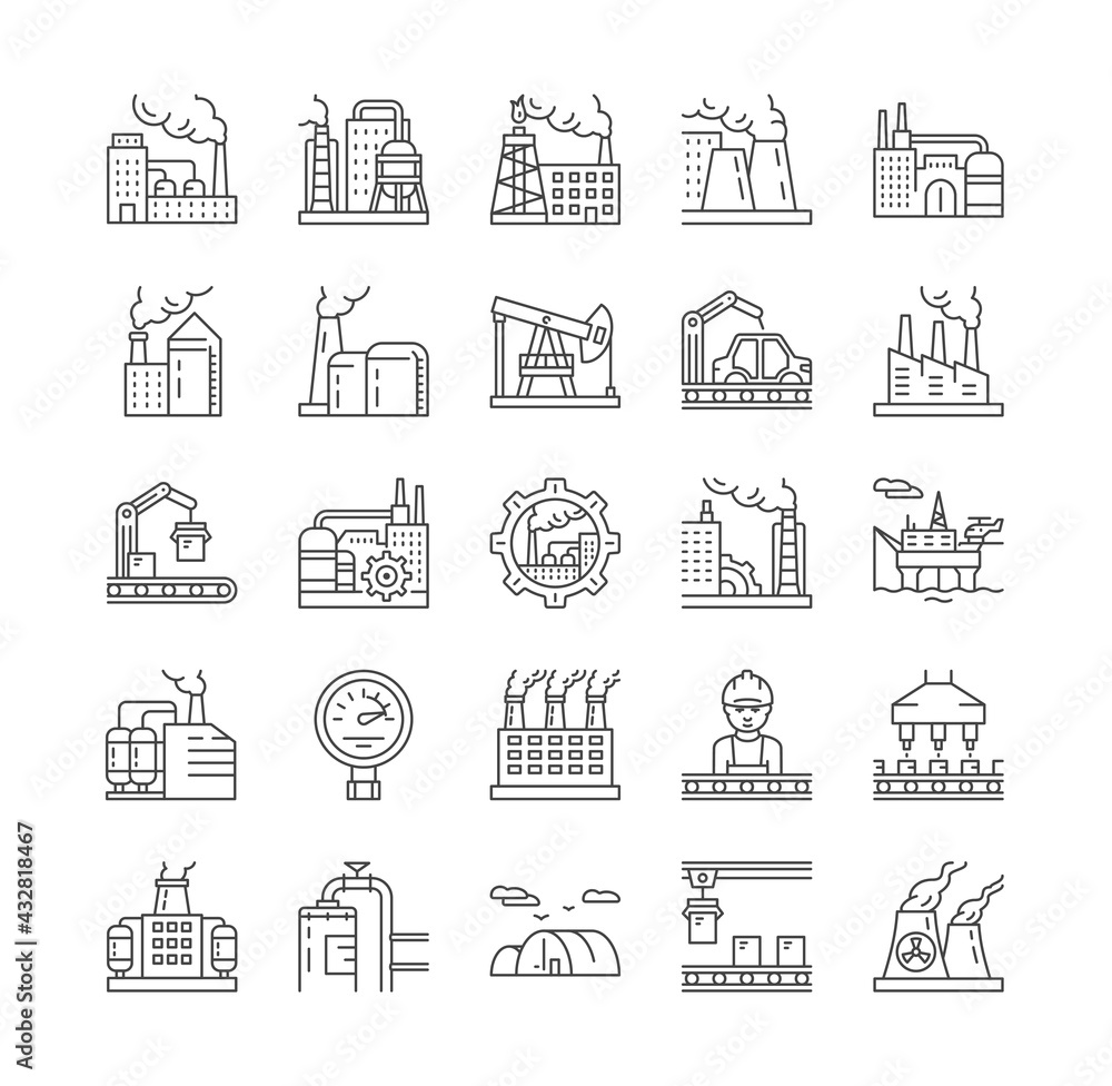 Factories, heavy industry icons