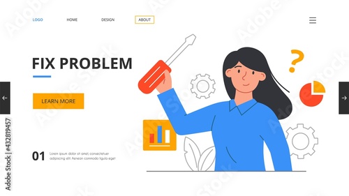 Female character fixig the IT problem