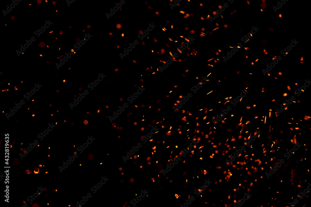 flame fire with sparks on black background flame fire with sparks on black background