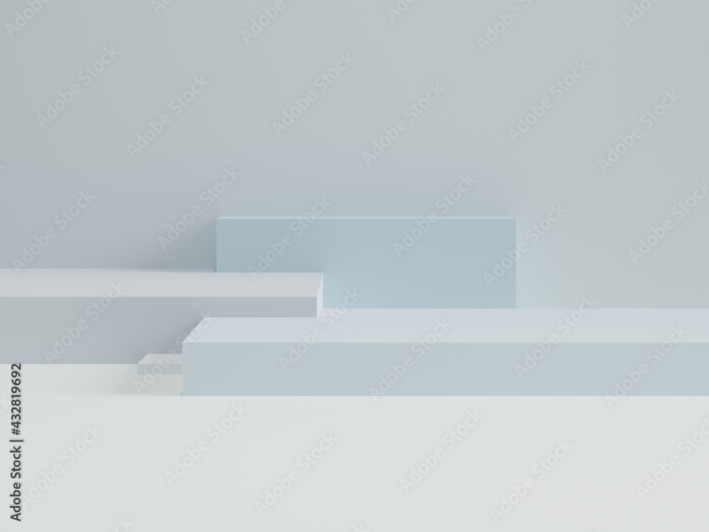3D background blue rendering with small podium and minimal cube elements in different shades of blue, abstract background 3d rendering abstract shape. 3D background blue rendering with small podium and minimal cube elements in different shades of blue, abstract background 3d rendering abstract shape.