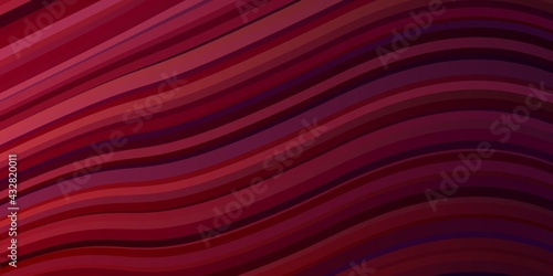 Dark Pink, Red vector pattern with curved lines.