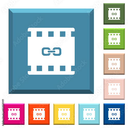 Link movie white icons on edged square buttons