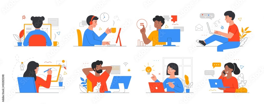 Working at home, coworking space Working at home, coworking space