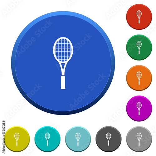 Single tennis racket beveled buttons