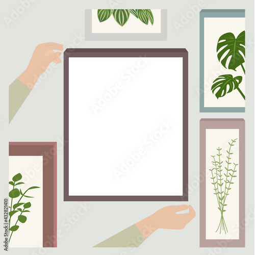 Picture Frame  Hands   Gallery Decoration Message Board   Information Box  Wall Plant Leaf