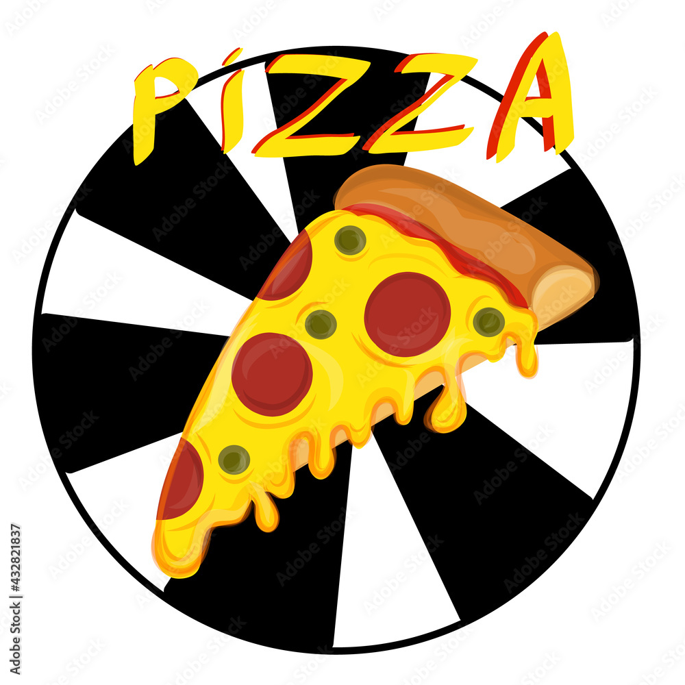 Slice of Pizza. Cartoon Pizza with dripping cheese. Vector Illustration ...