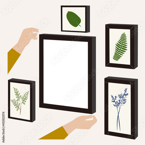 Picture Frame  Hands   Gallery Decoration Message Board   Information Box  Wall  Plant  Leaf