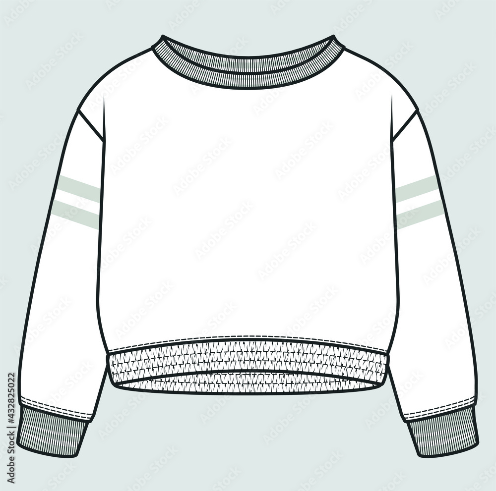 Sweatshirt Dress Fashion Flat Sketch Illustrator Vector Stock Illustration  - Download Image Now - iStock