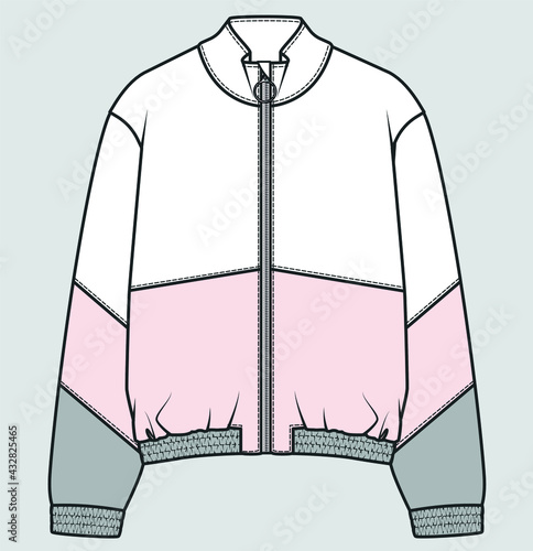 Zipper Sweatshirt Design Template Vector. Sweatshirt fashion flat sketch