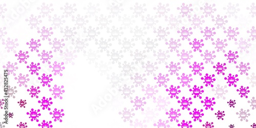 Light Pink vector background with covid-19 symbols.