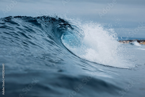Surfing wave in ocean. Ideal waves for surfing