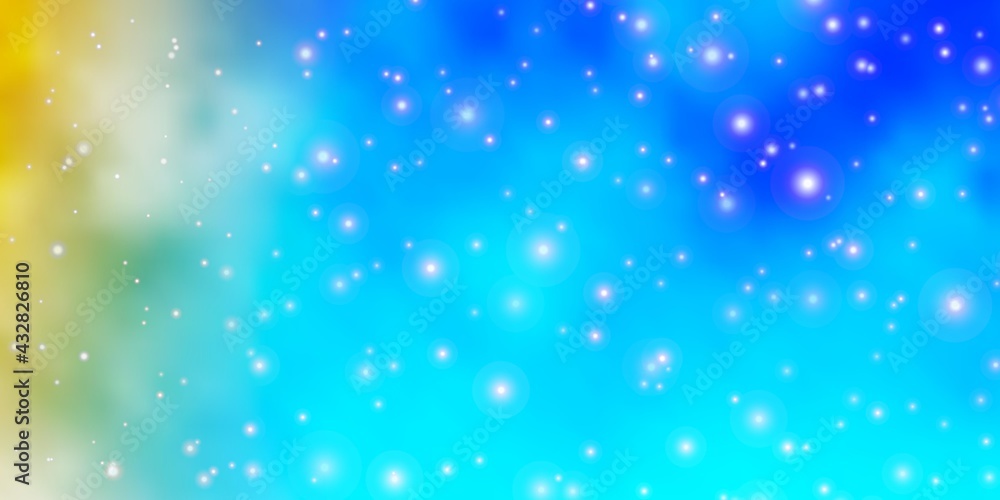 Obraz premium Light Blue, Yellow vector layout with bright stars.