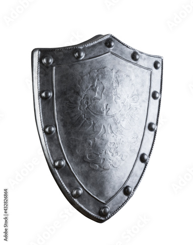 Old medieval shield isolated on white background with clipping path