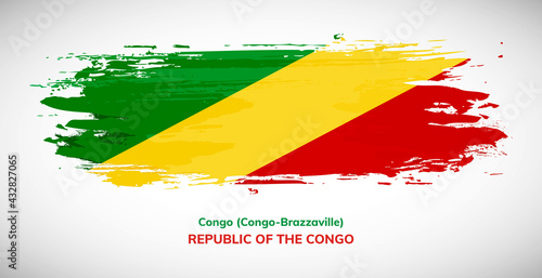 Happy independence day of Republic of the Congo. Brush flag of Republic of the Congo vector illustration. Abstract watercolor national flag background