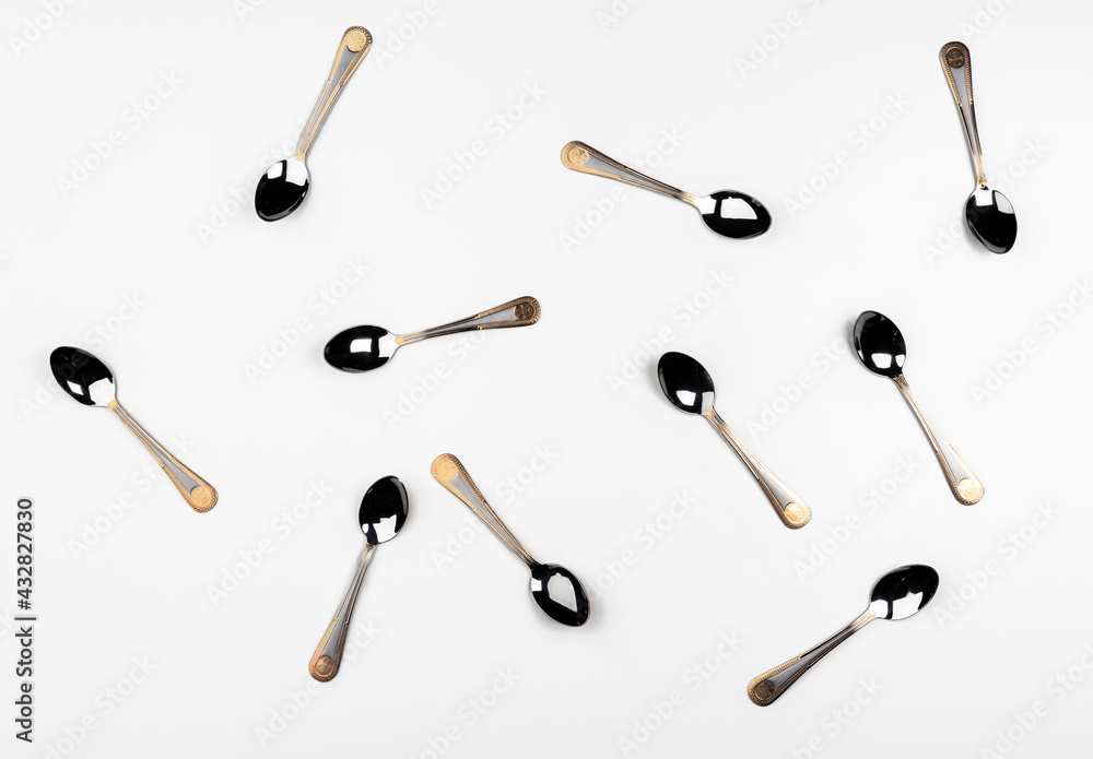Background of cutlery, set of cutlery on white background Background of cutlery, set of cutlery on white background
