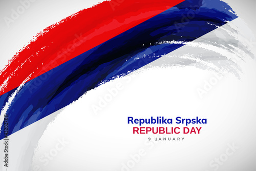 Happy republic day of Republika Srpska with watercolor brush stroke flag background with abstract watercolor grunge brush flag