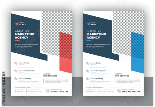 Corporate business flyer design template with colorful gradient and vector graphic element, brochure and magazine cover template in geometric shape and poster layout, company profile proposal design