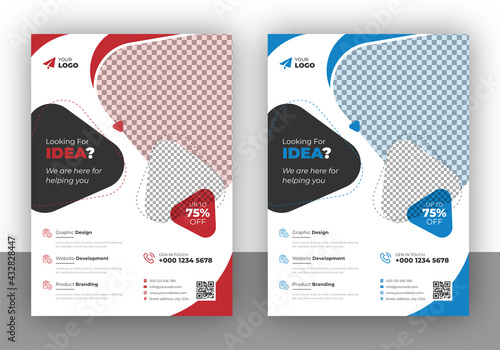 Corporate business flyer design template with colorful gradient and vector graphic element, brochure and magazine cover template in geometric shape and poster layout, company profile proposal design