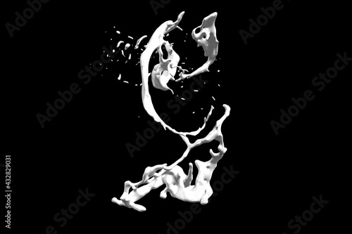 Milk splashing effect. Liquid beverage pouring .Design element for advertising.3D illustration