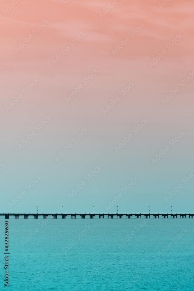 sea water and pier bridge minimalism summer nature background
