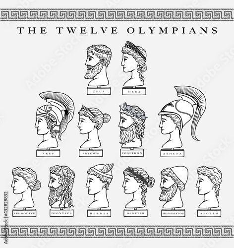 Vector illustration set of the Twelve Olympian Gods