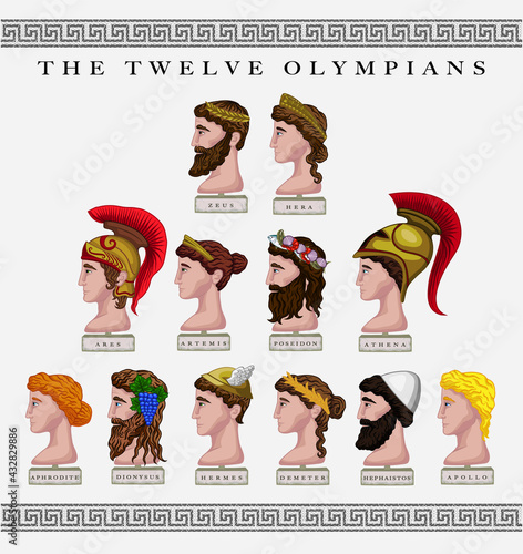 Vector illustration set of the Twelve Olympian Gods