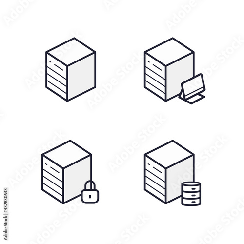 サーバ　アイコン　イラスト　セット
