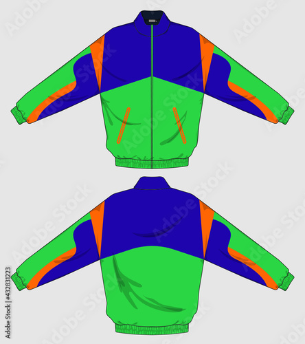 retro vintage windbreaker hoodie jacket template