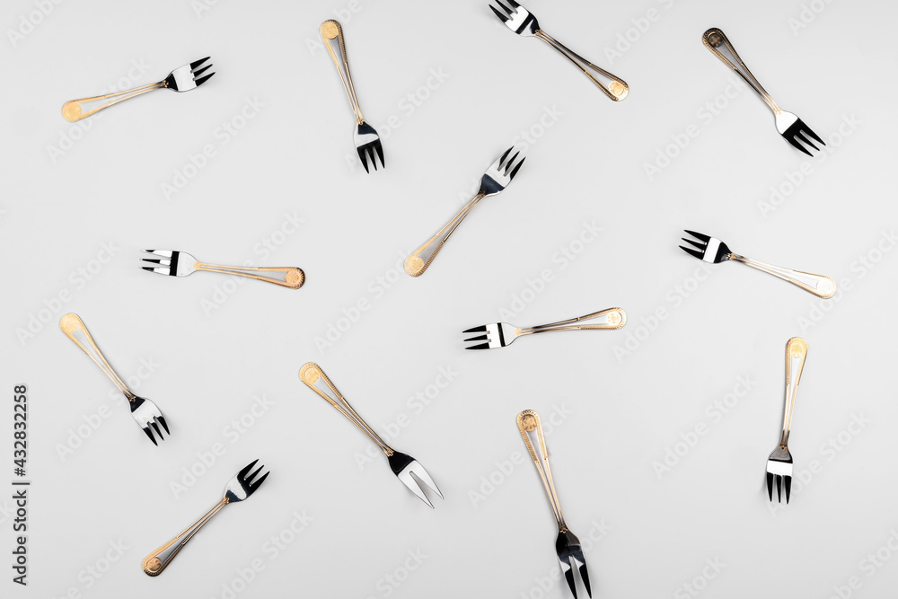 Background of cutlery, set of cutlery on white background Background of cutlery, set of cutlery on white background
