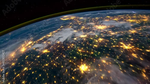 Earth Planet Night Scene Space view from International Space Station ISS, Public Domain images from Nasa Time lapse