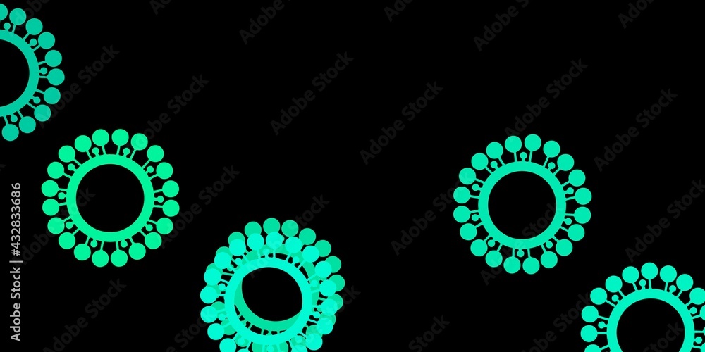 Dark green vector pattern with coronavirus elements. Dark green vector pattern with coronavirus elements.